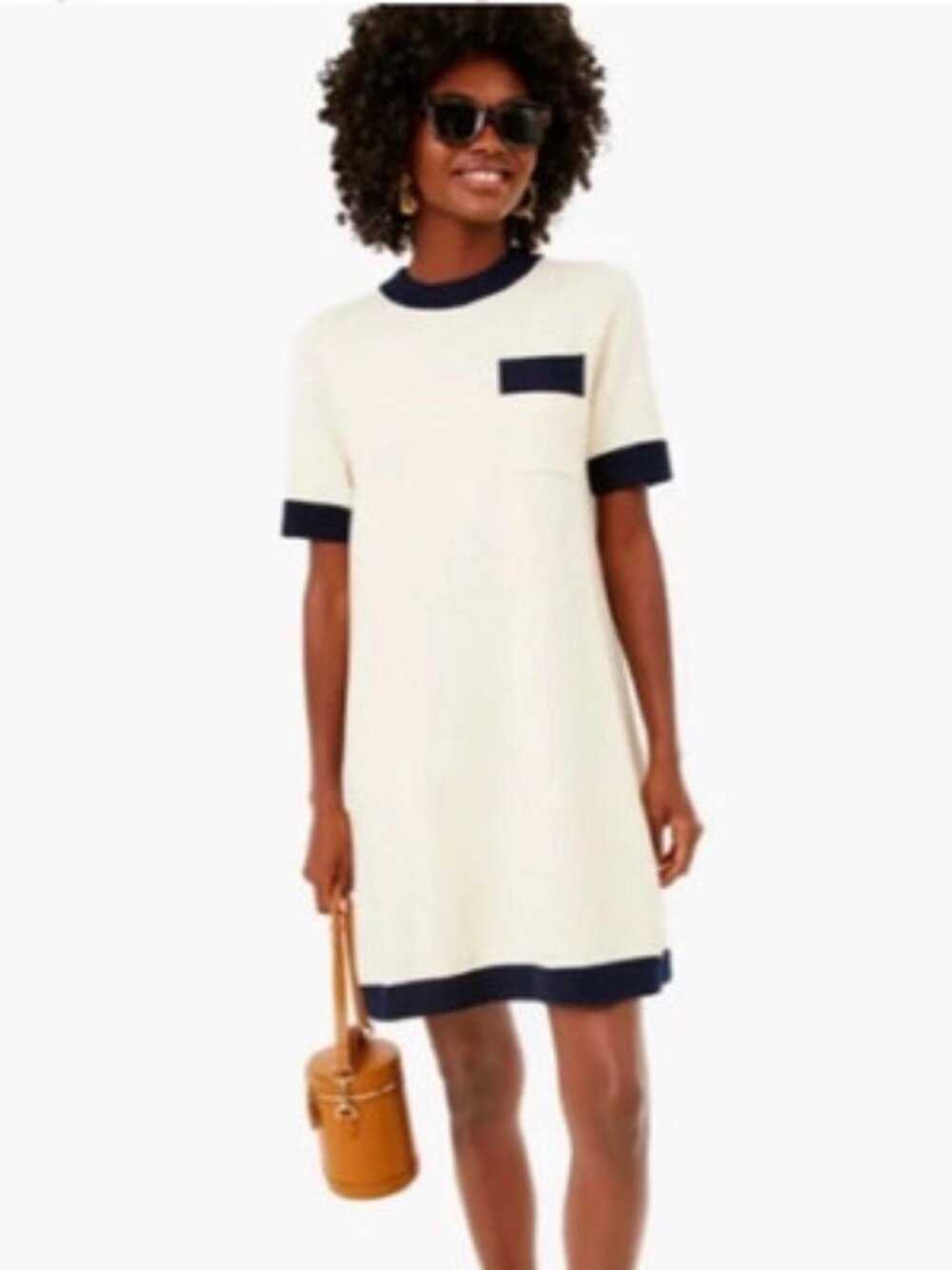 Tuckernuck Merritt Knit Dress | Cream & Navy | Size L | NWOT